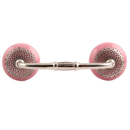 Pink Strewn Flat Ceramic Bridge Handle